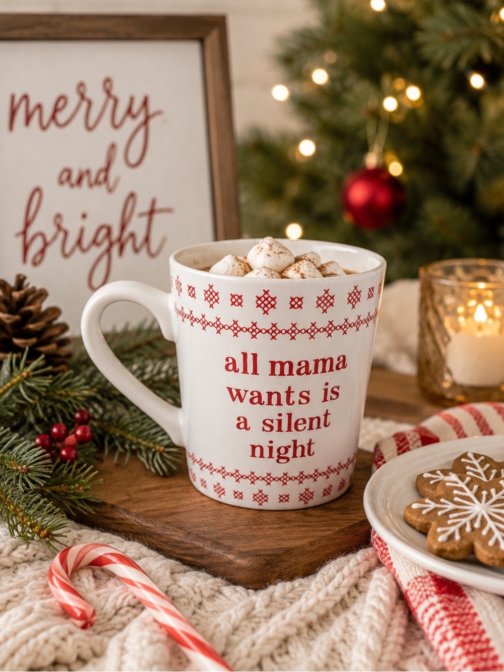 Threshold All Mama Wants Is A Silent Night Christmas Mug Funny Mom Coffee Cup